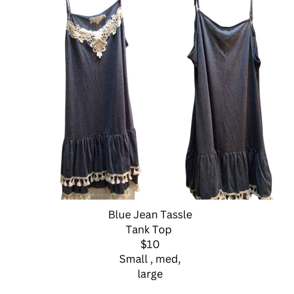 Dress Blue Jean Color with Tassles, Brand arrive. Brand new Boutique  Clothing